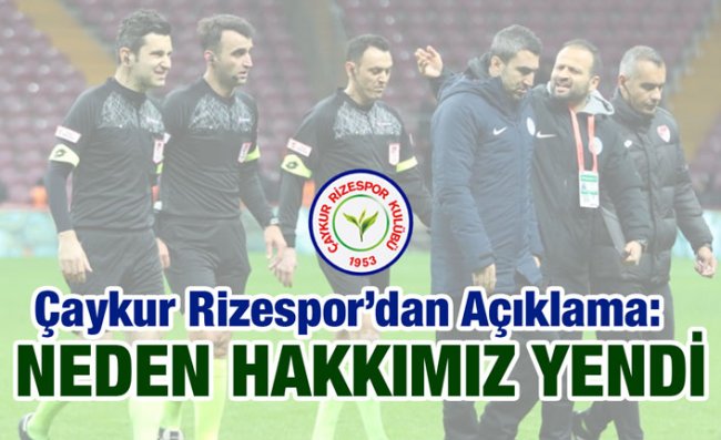 Çaykur Rizespor'dan Sert Açıklama
